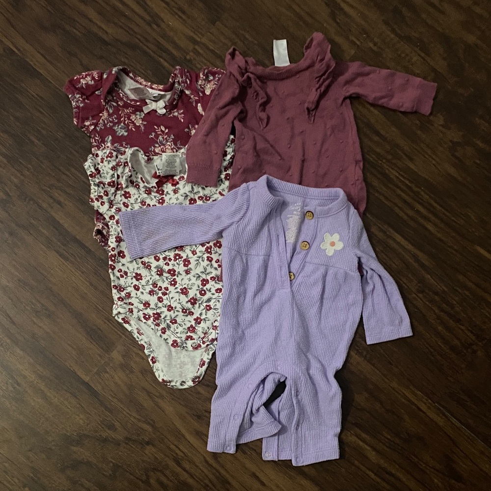 Nicole Miller Burgundy and Lavender Bodysuits Set
